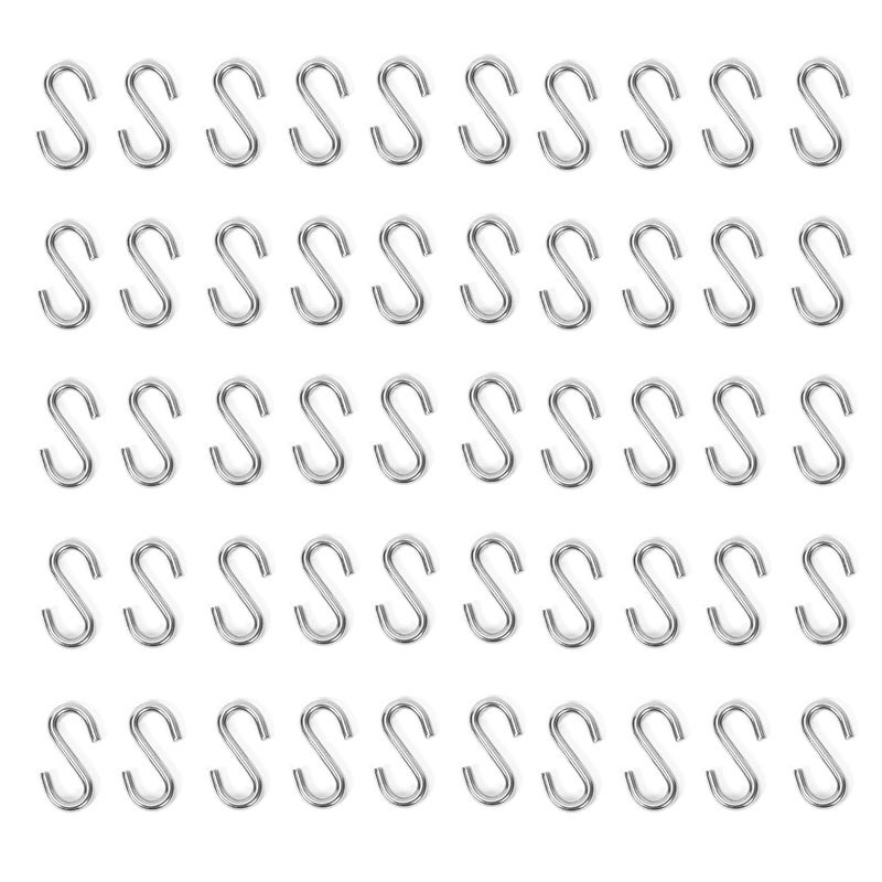 UPUPMOON 50-Pack 304 Stainless Steel S Hooks, 1.5 Inch Heavy-Duty Hooks with 88 lb Capacity, Ideal for Hanging Plants, Tools, Chains, Garage, Kitchen, Garden, and Workshop Organization - Image 1